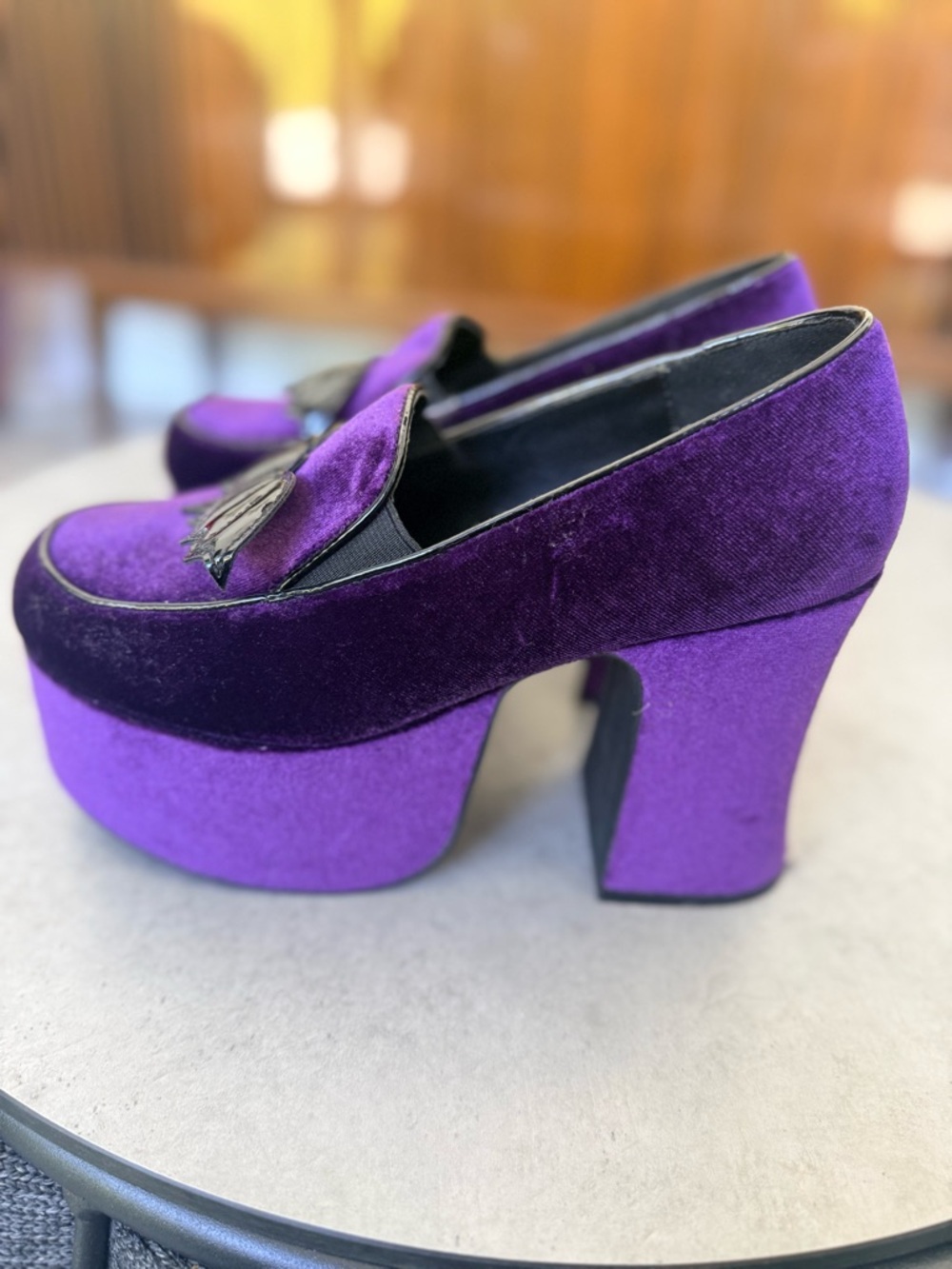 Strange Cvlt purple velvet banshee bat platform heels - Picture 4 of 6